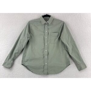 Everlane Button-Up Shirt Womens Size 0 Green Organic Cotton Long Sleeve Casual